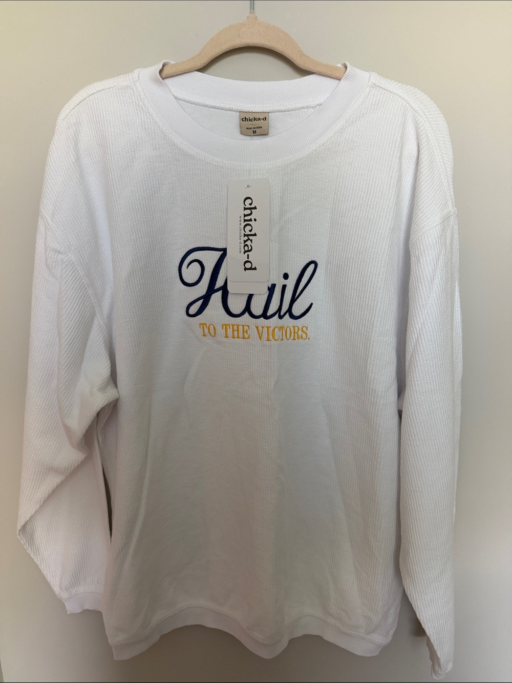 Chicka-d White 'Hail to the Victors' Embroidered Long Sleeve - medium
